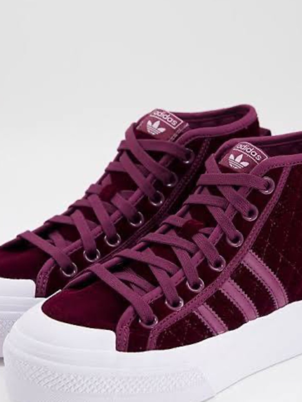 adidas Originals Women's Nizza Platform Mid "Victory Crimson Velour"